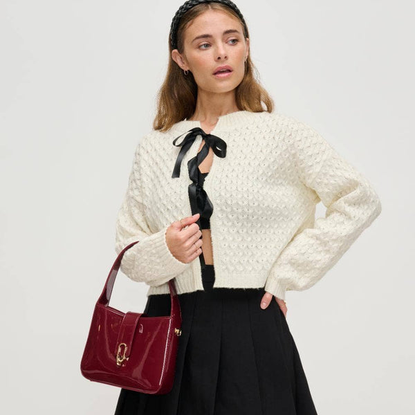 Paige Patent Crossbody: Burgundy