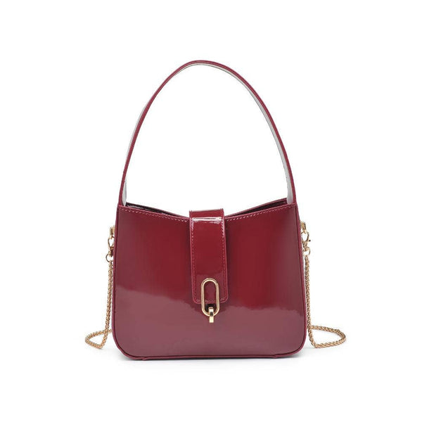 Paige Patent Crossbody: Burgundy