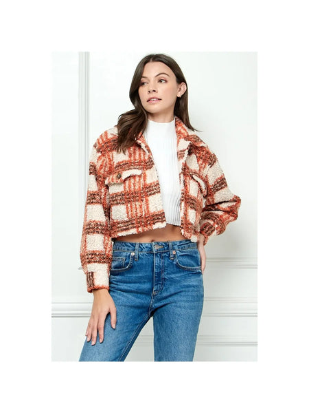 Sherpa Plaid Crop Jacket
