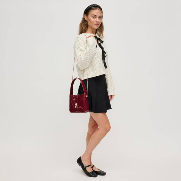 Paige Patent Crossbody: Burgundy