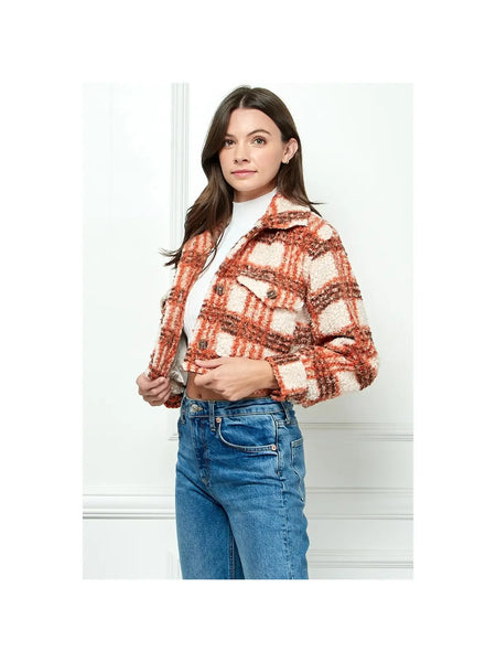Sherpa Plaid Crop Jacket