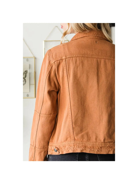 Cropped Camel Denim Jacket