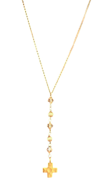 Textured Cross Y Gold Necklace