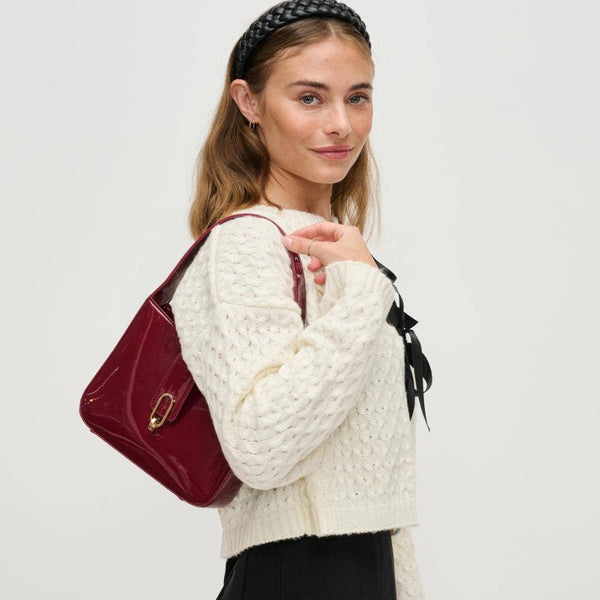 Paige Patent Crossbody: Burgundy