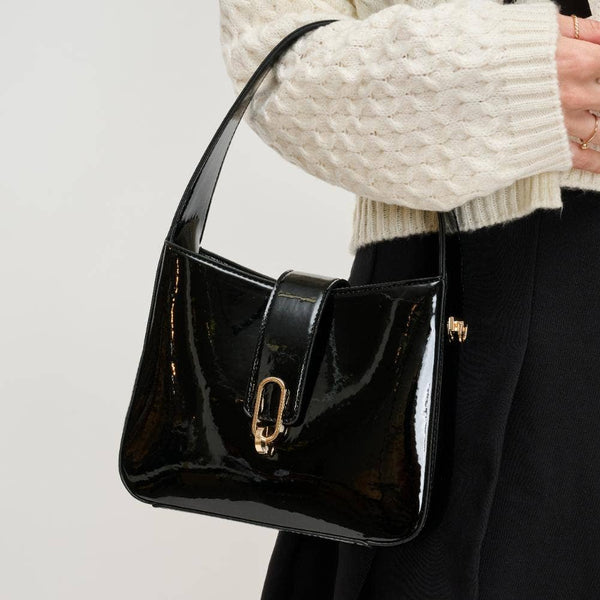 Paige Patent Crossbody: Burgundy