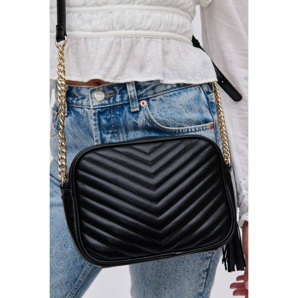 Elodie Chevron Camera Bag Crossbody: Natural