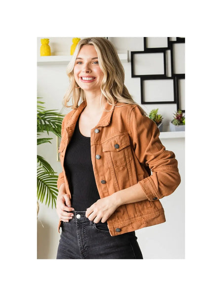 Cropped Camel Denim Jacket