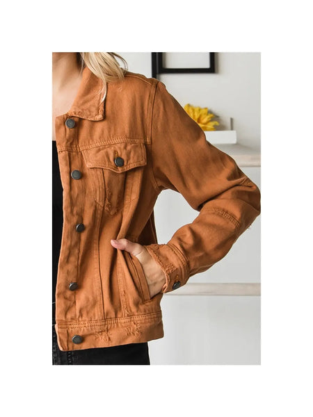 Cropped Camel Denim Jacket