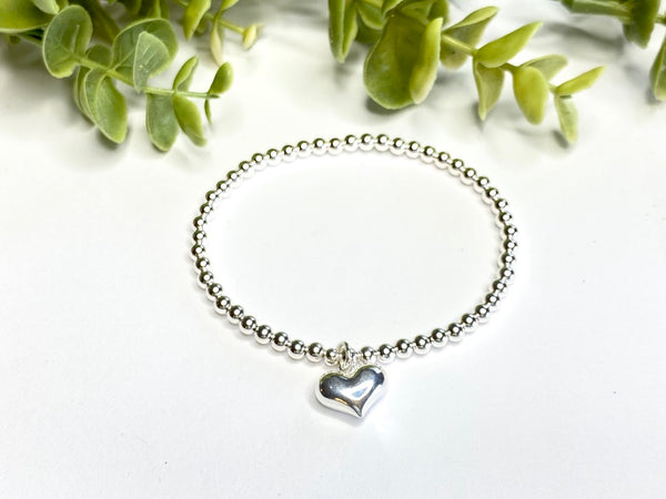 Sterling Silver Beaded Stretch Bracelet