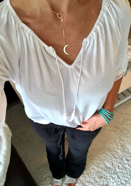 Crescent Moon Lariat Necklace