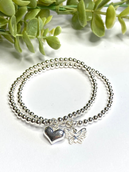 Sterling Silver Beaded Stretch Bracelet