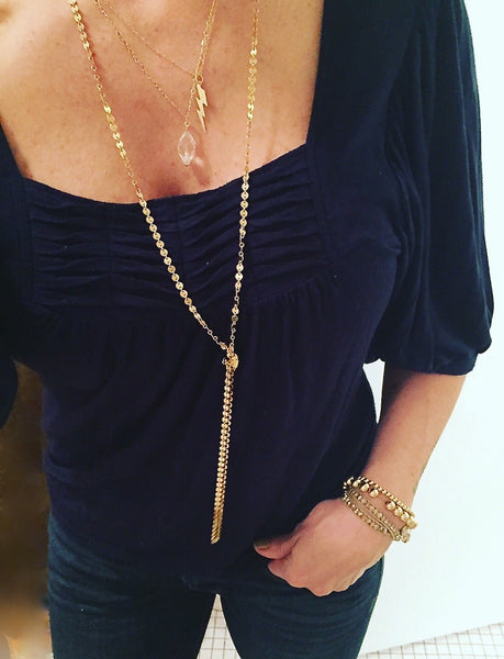 Long Sequin Chain Necklace