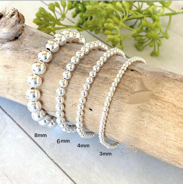 Sterling Silver Beaded Stretch Bracelet
