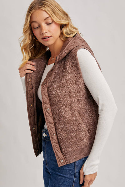 Mocha Sherpa Fleece Hood Vest