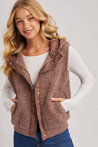 Mocha Sherpa Fleece Hood Vest