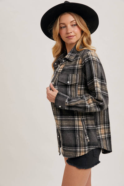 Button Down Fall Colors Plaid Shacket