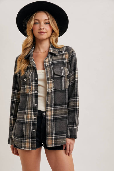 Button Down Fall Colors Plaid Shacket