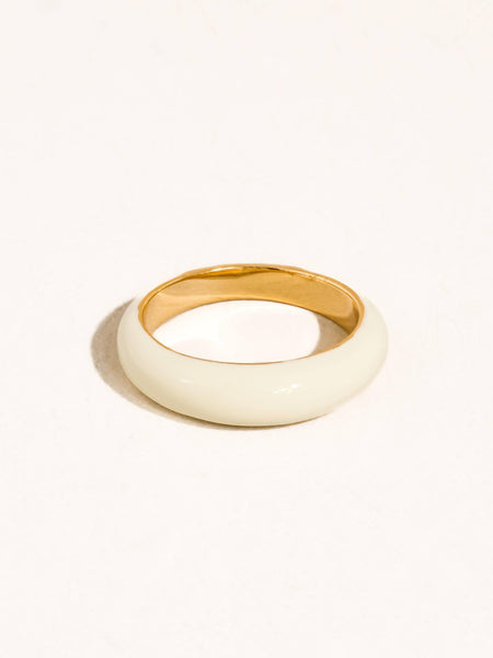 Lottie 18K Gold Vintage Enamel Band Ring: White