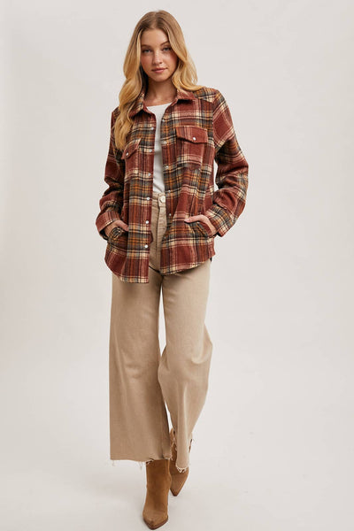 Button Down Fall Colors Plaid Shacket