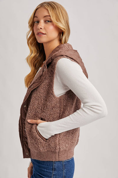 Mocha Sherpa Fleece Hood Vest