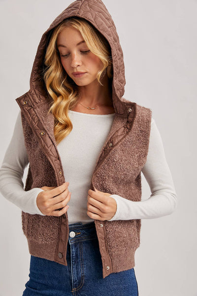 Mocha Sherpa Fleece Hood Vest