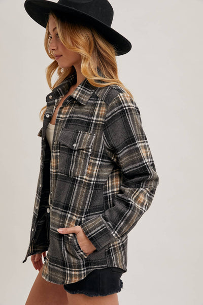 Button Down Fall Colors Plaid Shacket