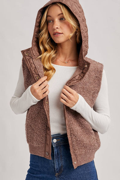 Mocha Sherpa Fleece Hood Vest