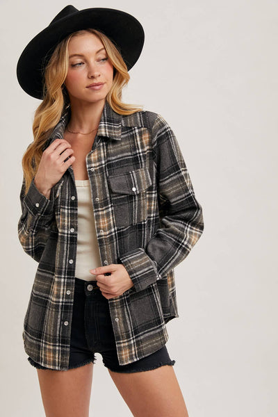 Button Down Fall Colors Plaid Shacket