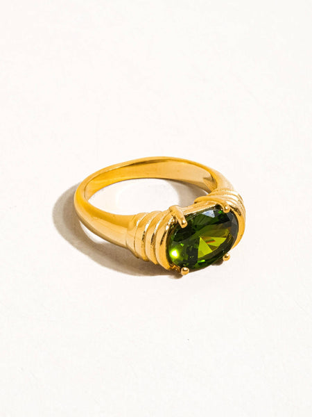 Verna 18K Gold Non-Tarnish Rhinestone Ring: White