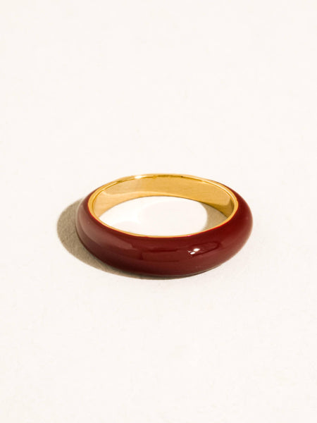 Lottie 18K Gold Vintage Enamel Band Ring: White