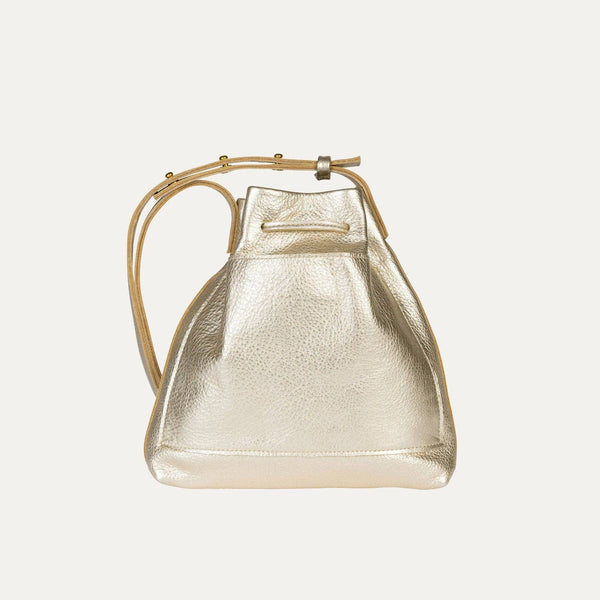 Mini Crossbody Tote | Champagne Gold Leather + Gold Hardware