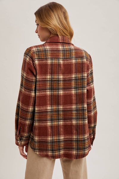 Button Down Fall Colors Plaid Shacket