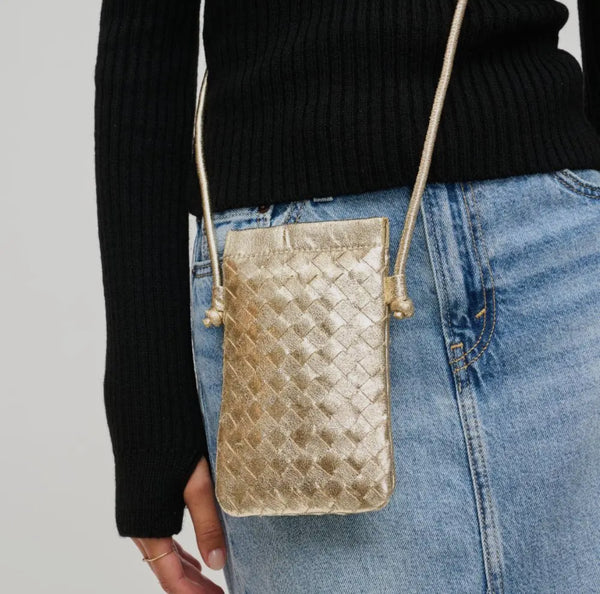 Jackie Woven Crossbody: Gold