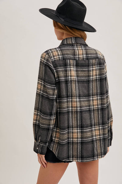 Button Down Fall Colors Plaid Shacket