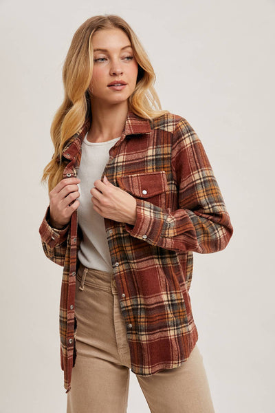 Button Down Fall Colors Plaid Shacket