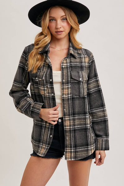 Button Down Fall Colors Plaid Shacket