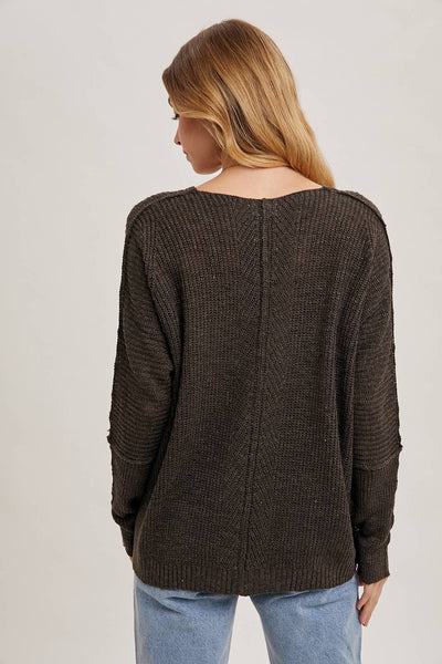Ash Sheer Loose V-Neck Knit Sweater