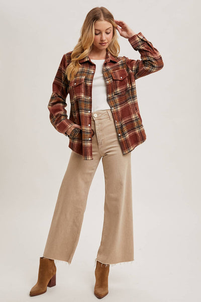 Button Down Fall Colors Plaid Shacket