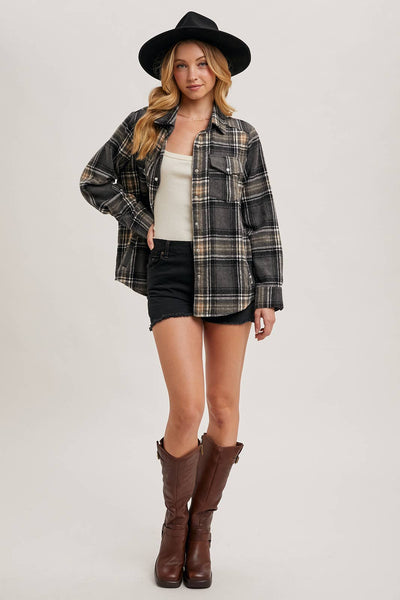 Button Down Fall Colors Plaid Shacket