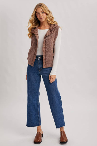 Mocha Sherpa Fleece Hood Vest
