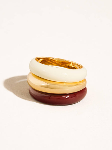 Lottie 18K Gold Vintage Enamel Band Ring: White