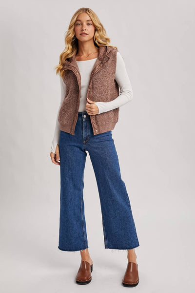 Mocha Sherpa Fleece Hood Vest