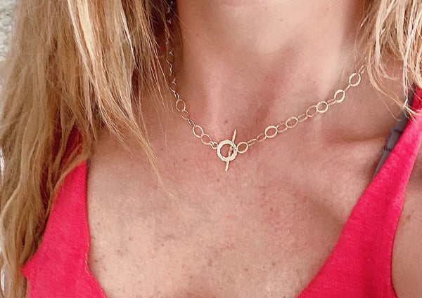Toggle Hammered Chain Necklace